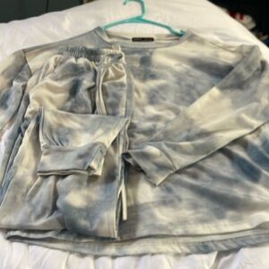 SHEIN size small blue tye dye oversized shirt with matching pants